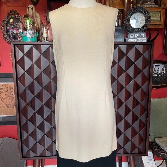 Vintage Lilli Ann Knit Black Cream Mod Dress Coat with Scarf Set Sz Medium - Picture 12 of 14